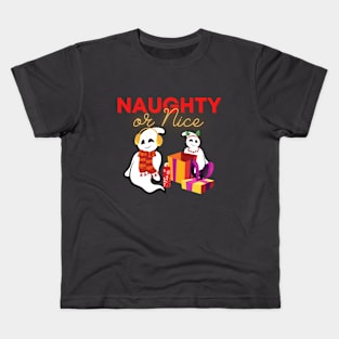 Naughty or nice Holiday Winter Ghost Kids T-Shirt